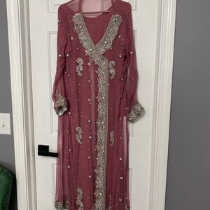 Elegant Embroidered Pink Dress